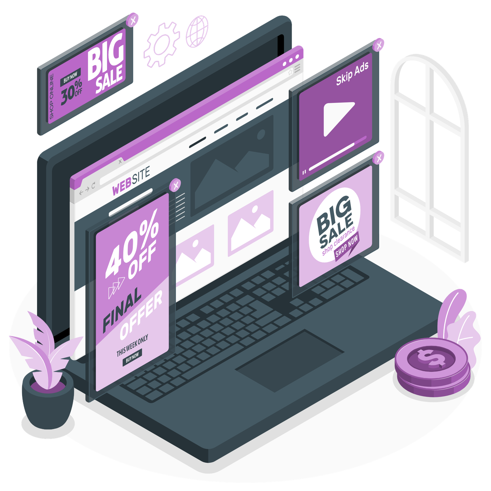 Paid Ads Management Storyset PNG